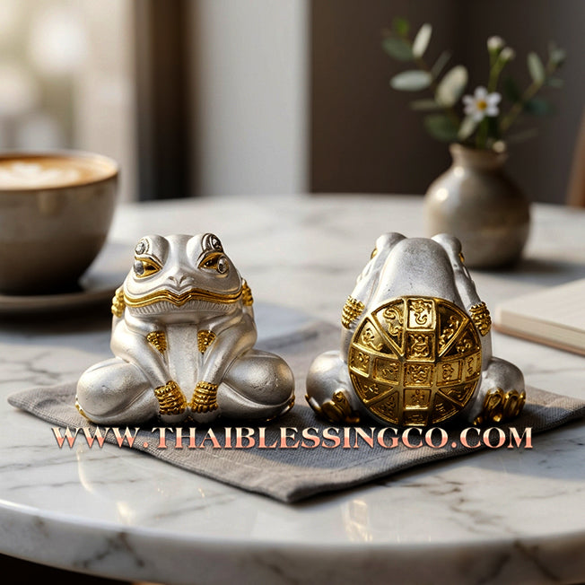 🐸 Authentic Thai Amulet 2021: Sovereign "Kop Kin Duean" Moon-Devouring Toad by Khru Ba Chai Ya Patthaphi – Premium 2K Silver & Gold Plated Samrit Edition for Infinite Wealth, Business Luck, and Windfall Fortune Talisman