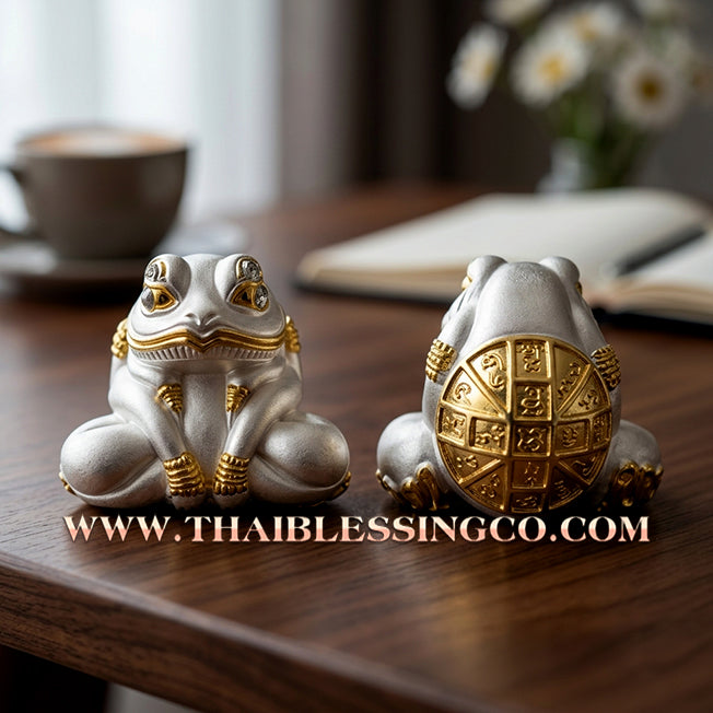 🐸 Authentic Thai Amulet 2021: Sovereign "Kop Kin Duean" Moon-Devouring Toad by Khru Ba Chai Ya Patthaphi – Premium 2K Silver & Gold Plated Samrit Edition for Infinite Wealth, Business Luck, and Windfall Fortune Talisman