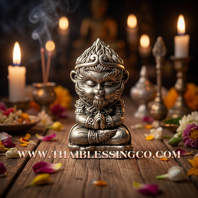 🌟 ✨ Authentic Thai Amulet 2021: Sovereign "Millionaire Baby Wukong" Little Monkey King by Phra Ajarn Amnat Mahawiro – Premium Silver Satin Bronze Edition for Instant Wealth, Financial Miracles, and Supreme Good Fortune Talisman