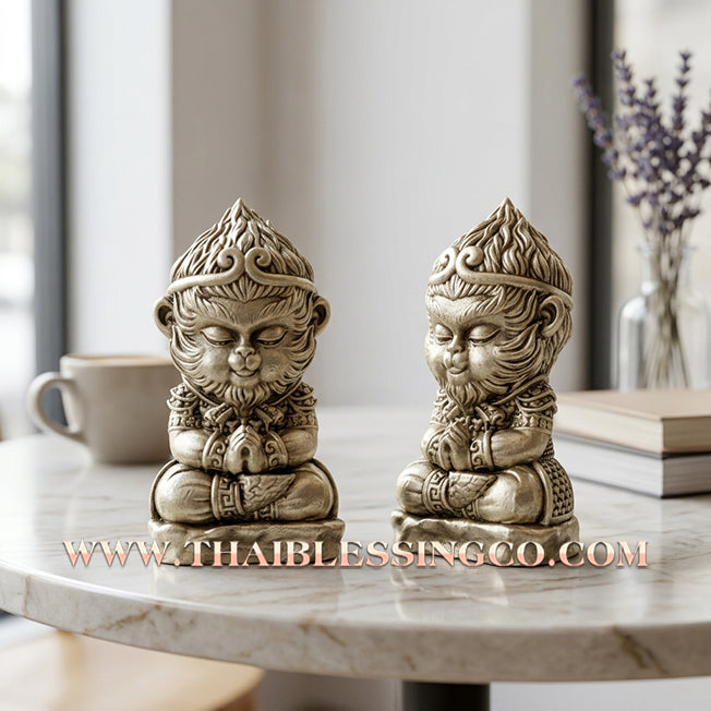 🌟 ✨ Authentic Thai Amulet 2021: Sovereign "Millionaire Baby Wukong" Little Monkey King by Phra Ajarn Amnat Mahawiro – Premium Silver Satin Bronze Edition for Instant Wealth, Financial Miracles, and Supreme Good Fortune Talisman