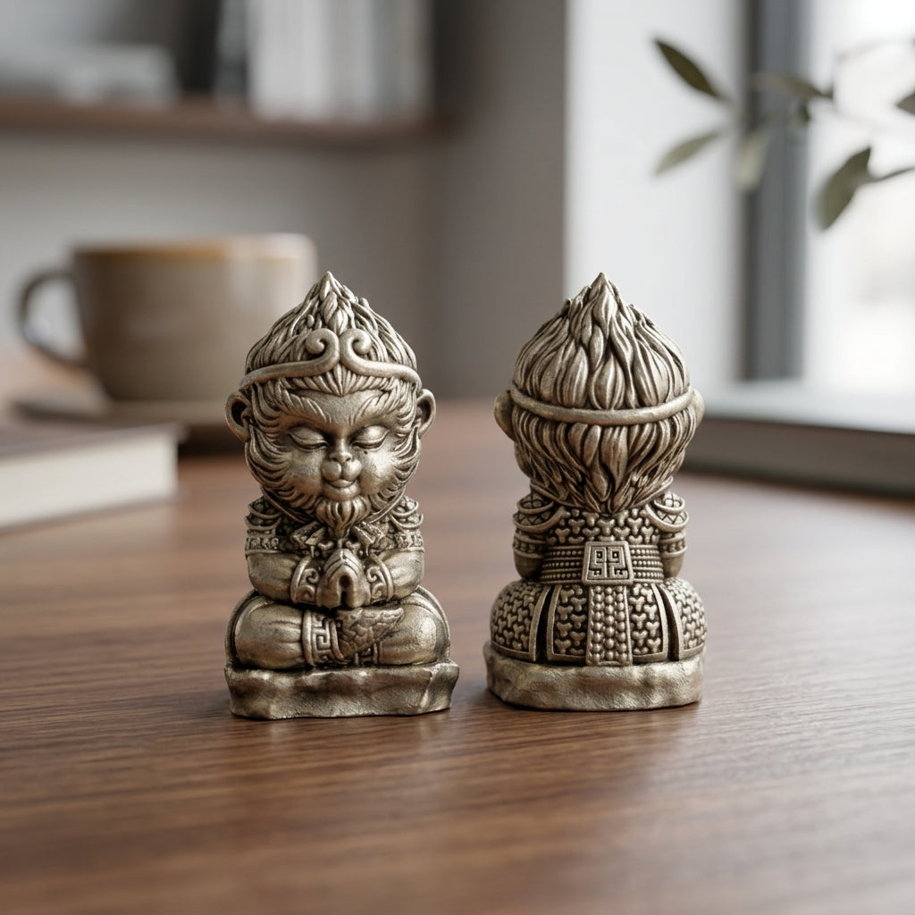 🌟 ✨ Authentic Thai Amulet 2021: Sovereign "Millionaire Baby Wukong" Little Monkey King by Phra Ajarn Amnat Mahawiro – Premium Silver Satin Bronze Edition for Instant Wealth, Financial Miracles, and Supreme Good Fortune Talisman