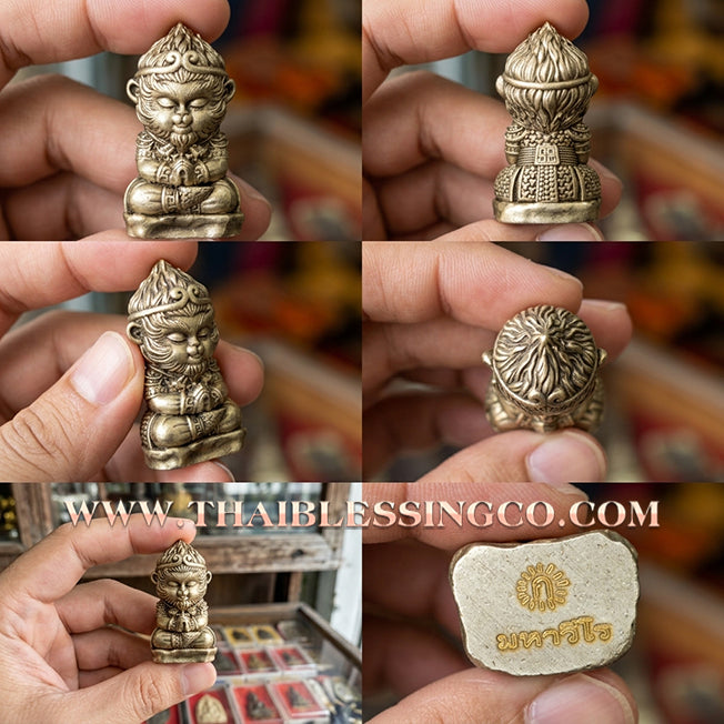 🌟 ✨ Authentic Thai Amulet 2021: Sovereign "Millionaire Baby Wukong" Little Monkey King by Phra Ajarn Amnat Mahawiro – Premium Silver Satin Bronze Edition for Instant Wealth, Financial Miracles, and Supreme Good Fortune Talisman