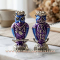 🦉Authentic Thai Amulet 2022: Sovereign "Nok Thueat Thue - Chao Sap Rattikan" (Lord of Nightly Treasures) by Luang Pu Maen, Khao Chan Monastic Office – Premium Silver-Plated Samrit & Enamel Edition