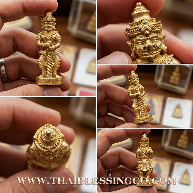 👹Authentic Thai Amulet 2022: Sovereign "Thao Wessuwan - Chana Marn" (Conqueror of Demons) by Ajarn Plien Hatyanon – Radiant Thong-Thip (Brass) Edition for Total Protection, Wealth Command, and Victory over Obstacles