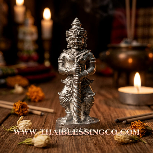 👹Authentic Thai Amulet 2022: Sovereign "Thao Wessuwan - Chana Marn" (Conqueror of Demons) by Ajarn Plien Hatyanon – Sacred Lead (Takua) Edition for Total Protection, Wealth Command, and Victory over Obstacles