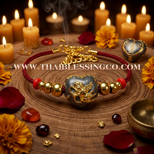 💘 Authentic Thai Amulet 2023: Sovereign "Cupid’s Heart of Divine Love" by Kruba Baeng Wat Ban Tanod – Elite Black Rhodium Samrit Edition for Extreme Attraction, Soulmate Manifestation, and Na Ok Taek Enchantment Talisman