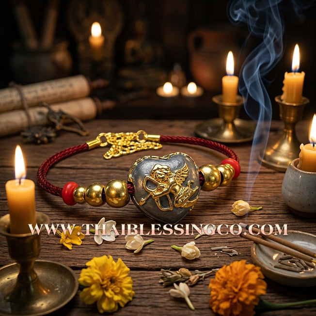 💘 Authentic Thai Amulet 2023: Sovereign "Cupid’s Heart of Divine Love" by Kruba Baeng Wat Ban Tanod – Elite Black Rhodium Samrit Edition for Extreme Attraction, Soulmate Manifestation, and Na Ok Taek Enchantment Talisman