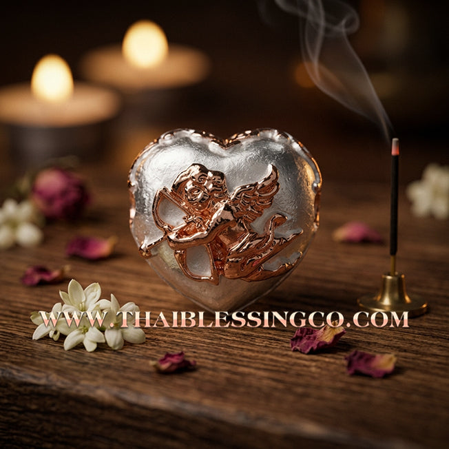 💘 Authentic Thai Amulet 2023: Sovereign "Cupid’s Heart of Divine Love" by Kruba Baeng Wat Ban Tanod – Premium 2K Gold & Silver Samrit Edition for Extreme Attraction, Soulmate Manifestation, and Na Ok Taek Enchantment Talisman