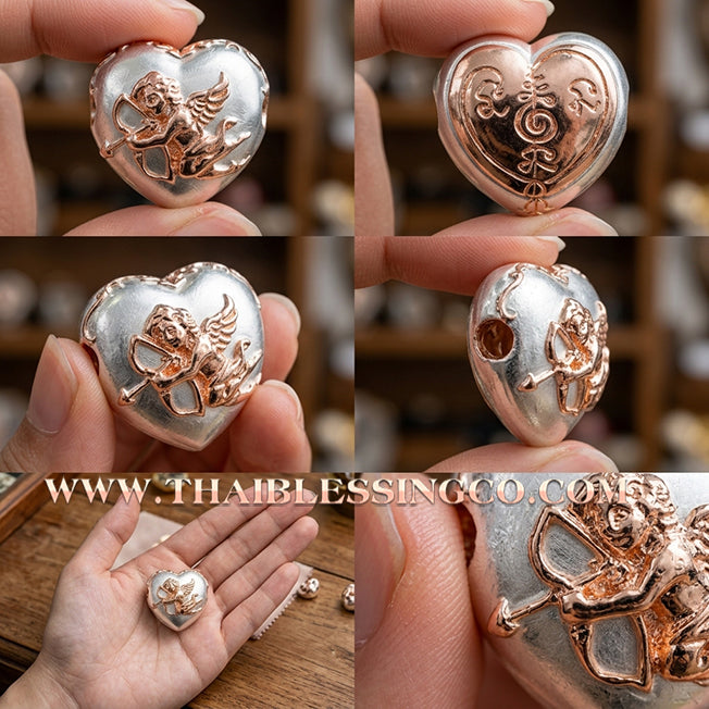 💘 Authentic Thai Amulet 2023: Sovereign "Cupid’s Heart of Divine Love" by Kruba Baeng Wat Ban Tanod – Premium 2K Gold & Silver Samrit Edition for Extreme Attraction, Soulmate Manifestation, and Na Ok Taek Enchantment Talisman