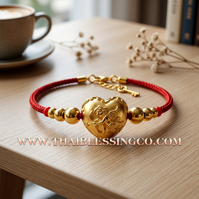 💘 Authentic Thai Amulet 2023: Sovereign "Cupid’s Heart of Divine Love" by Kruba Baeng Wat Ban Tanod – Premium Gold-Plated Samrit Edition for Extreme Attraction, Soulmate Manifestation, and Na Ok Taek Enchantment Talisman