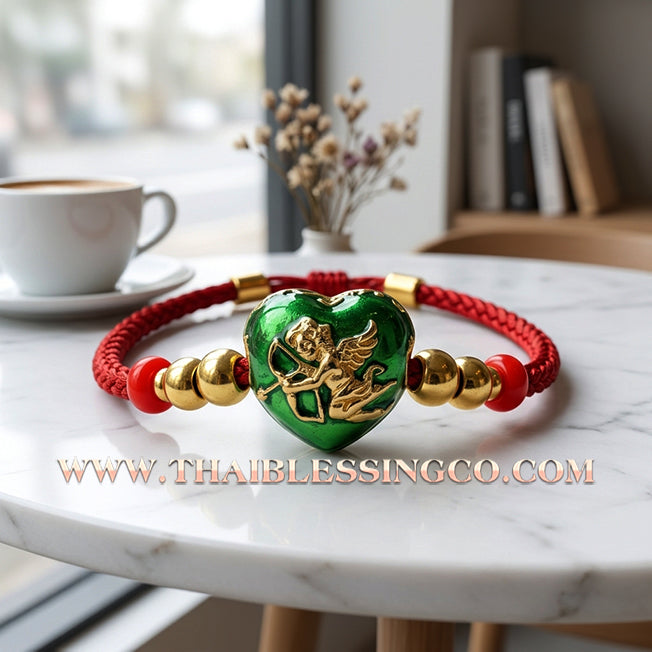 💘 Authentic Thai Amulet 2023: Sovereign "Cupid’s Heart of Divine Love" by Kruba Baeng Wat Ban Tanod – Premium Green Enamel & Gold Plated Samrit Edition for Extreme Attraction, Soulmate Manifestation, and Na Ok Taek Enchantment Talisman