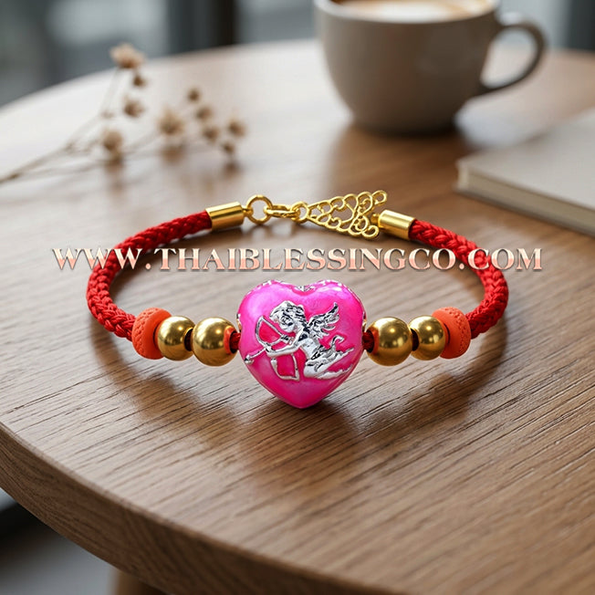 💘 Authentic Thai Amulet 2023: Sovereign "Cupid’s Heart of Divine Love" by Kruba Baeng Wat Ban Tanod – Premium Pink Enamel & Silver Plated Samrit Edition for Extreme Attraction, Soulmate Manifestation, and Na Ok Taek Enchantment Talisman