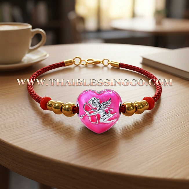 💘 Authentic Thai Amulet 2023: Sovereign "Cupid’s Heart of Divine Love" by Kruba Baeng Wat Ban Tanod – Premium Pink Enamel & Silver Plated Samrit Edition for Extreme Attraction, Soulmate Manifestation, and Na Ok Taek Enchantment Talisman
