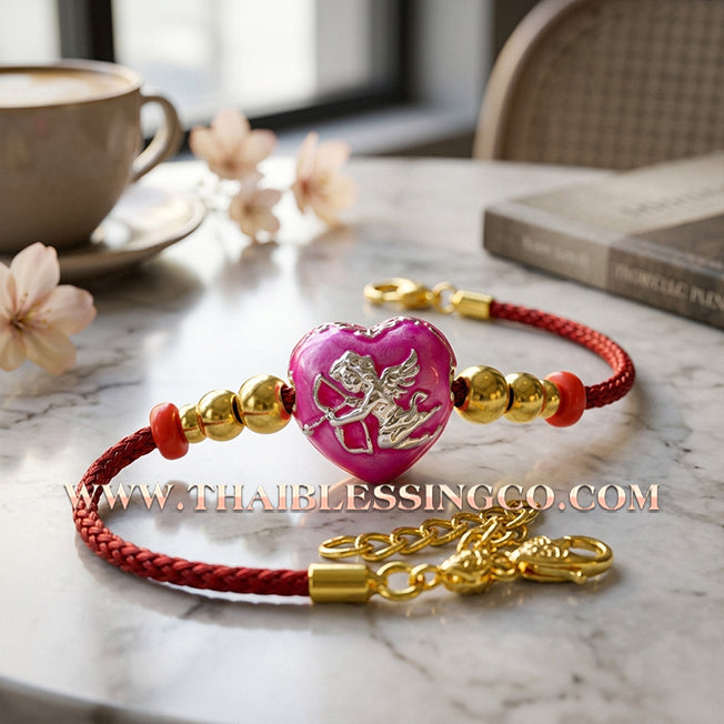 💘 Authentic Thai Amulet 2023: Sovereign "Cupid’s Heart of Divine Love" by Kruba Baeng Wat Ban Tanod – Premium Pink Enamel & Silver Plated Samrit Edition for Extreme Attraction, Soulmate Manifestation, and Na Ok Taek Enchantment Talisman
