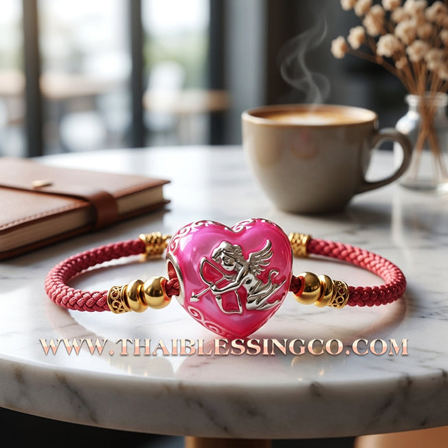 💘 Authentic Thai Amulet 2023: Sovereign "Cupid’s Heart of Divine Love" by Kruba Baeng Wat Ban Tanod – Premium Pink Enamel & Silver Plated Samrit Edition for Extreme Attraction, Soulmate Manifestation, and Na Ok Taek Enchantment Talisman