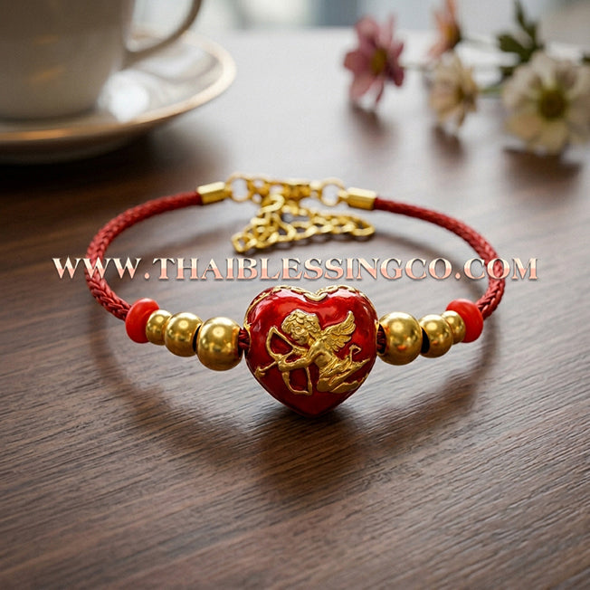 💘 Authentic Thai Amulet 2023: Sovereign "Cupid’s Heart of Divine Love" by Kruba Baeng Wat Ban Tanod – Premium Red Enamel & Gold Plated Samrit Edition for Extreme Attraction, Soulmate Manifestation, and Na Ok Taek Enchantment Talisman