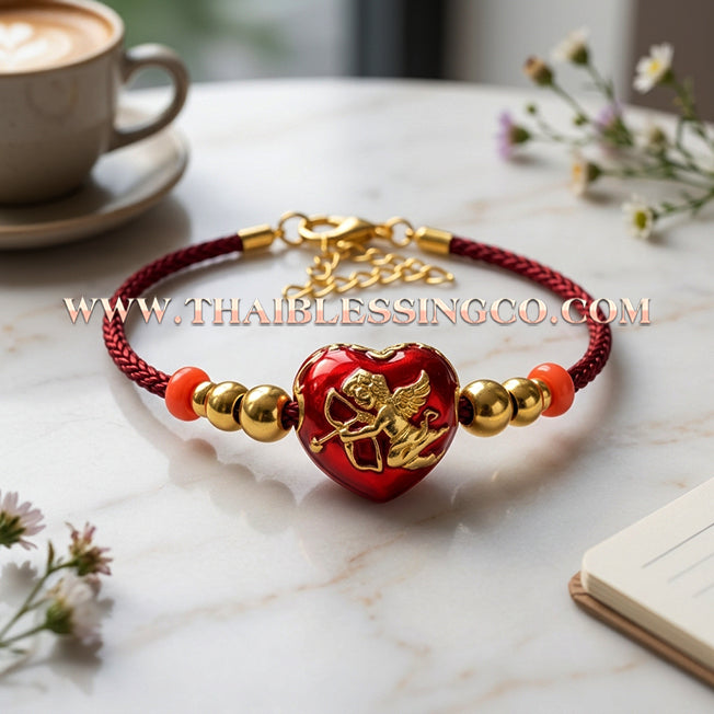 💘 Authentic Thai Amulet 2023: Sovereign "Cupid’s Heart of Divine Love" by Kruba Baeng Wat Ban Tanod – Premium Red Enamel & Gold Plated Samrit Edition for Extreme Attraction, Soulmate Manifestation, and Na Ok Taek Enchantment Talisman