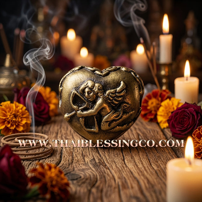 💘 Authentic Thai Amulet 2023: Sovereign "Cupid’s Heart of Divine Love" by Kruba Baeng Wat Ban Tanod – Rare Ancient Bell Bronze Edition for Extreme Attraction, Soulmate Manifestation, and Na Ok Taek Enchantment Talisman