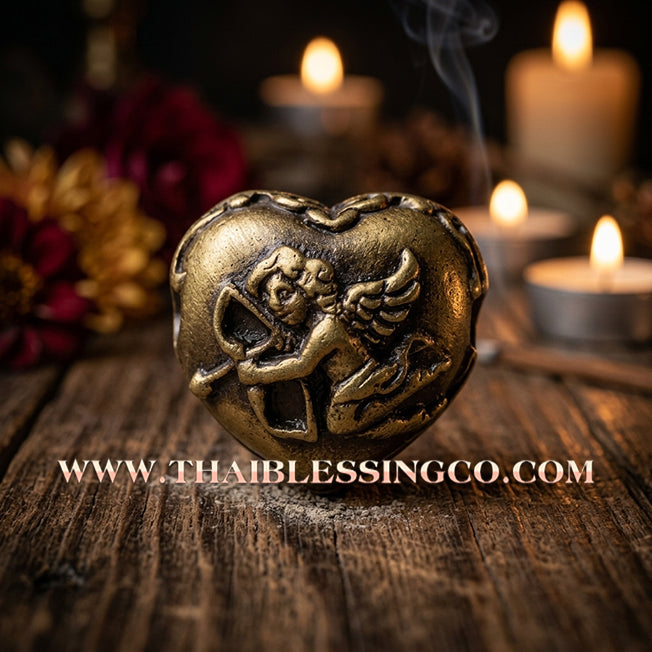 💘 Authentic Thai Amulet 2023: Sovereign "Cupid’s Heart of Divine Love" by Kruba Baeng Wat Ban Tanod – Rare Ancient Bell Bronze Edition for Extreme Attraction, Soulmate Manifestation, and Na Ok Taek Enchantment Talisman