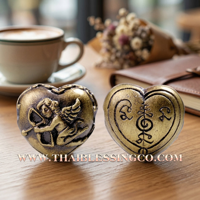 💘 Authentic Thai Amulet 2023: Sovereign "Cupid’s Heart of Divine Love" by Kruba Baeng Wat Ban Tanod – Rare Ancient Bell Bronze Edition for Extreme Attraction, Soulmate Manifestation, and Na Ok Taek Enchantment Talisman
