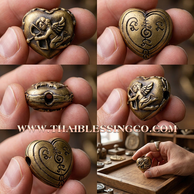 💘 Authentic Thai Amulet 2023: Sovereign "Cupid’s Heart of Divine Love" by Kruba Baeng Wat Ban Tanod – Rare Ancient Bell Bronze Edition for Extreme Attraction, Soulmate Manifestation, and Na Ok Taek Enchantment Talisman