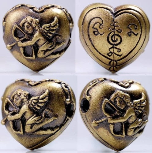 💘 Authentic Thai Amulet 2023: Sovereign "Cupid’s Heart of Divine Love" by Kruba Baeng Wat Ban Tanod – Rare Ancient Bell Bronze Edition for Extreme Attraction, Soulmate Manifestation, and Na Ok Taek Enchantment Talisman