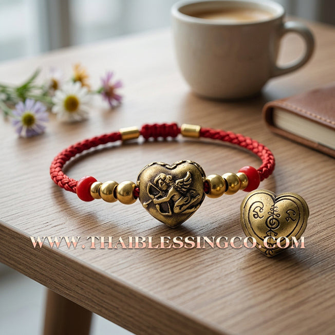 💘 Authentic Thai Amulet 2023: Sovereign "Cupid’s Heart of Divine Love" by Kruba Baeng Wat Ban Tanod – Rare Ancient Bell Bronze Edition for Extreme Attraction, Soulmate Manifestation, and Na Ok Taek Enchantment Talisman