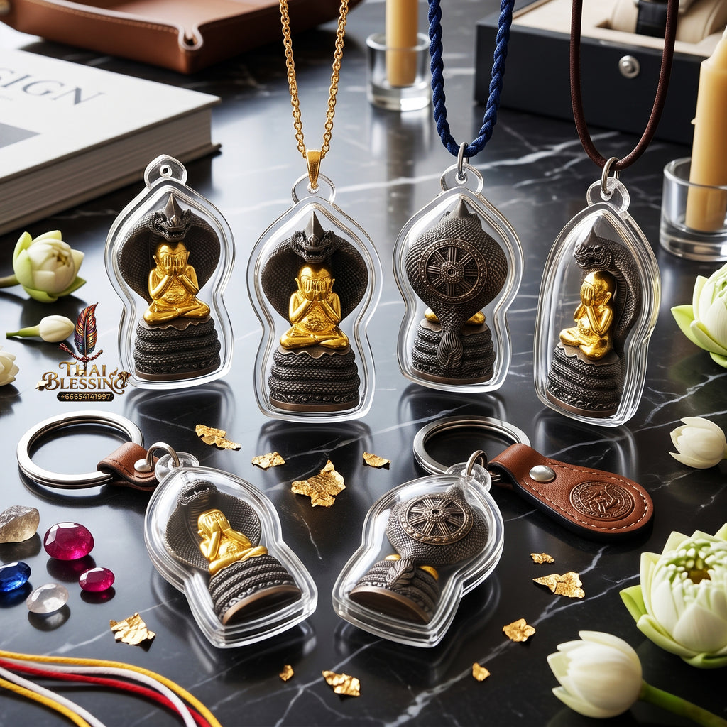 ✨👑🐍 Authentic Thai Amulet Sovereign Black Naga King Node - Luang Pu Maha Sila Gold-Plated Bell Bronze Phra Pidta, 2024 Milestone Asset
