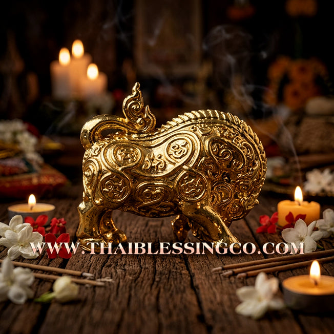 🐗 Authentic Thai Amulet: Sovereign "Golden Wild Boar" Prosperity Guardian by Luang Phor Wan Wat Klong Koon – Premium Gold-Plated Copper Edition for Unstoppable Success, Wealth Manifestation, and Victory Over Obstacles Talisman