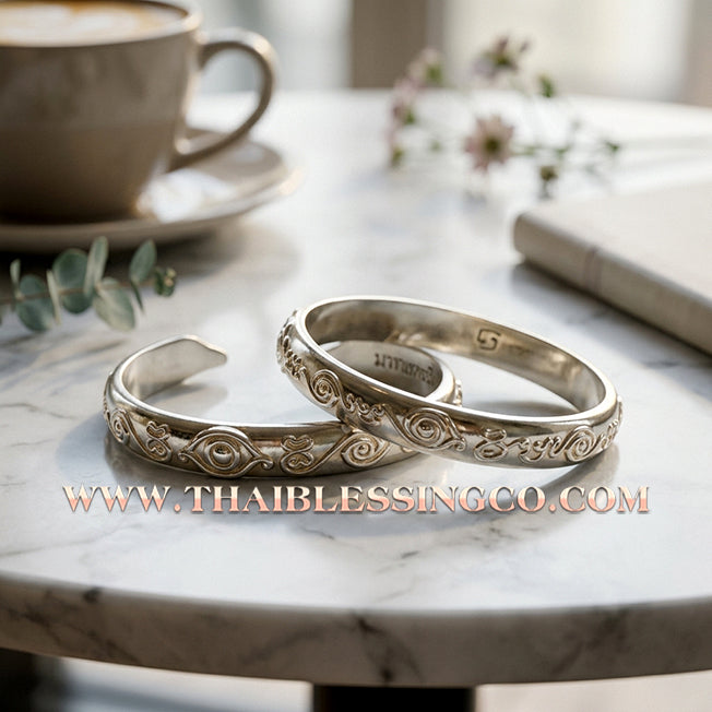 🪙Authentic Thai Sacred Bangle 2025: Sovereign "Si Hu Ha Ta - Bangkoet Sap" (Manifesting Wealth) – Pure Silver Wai Kru '68 Edition