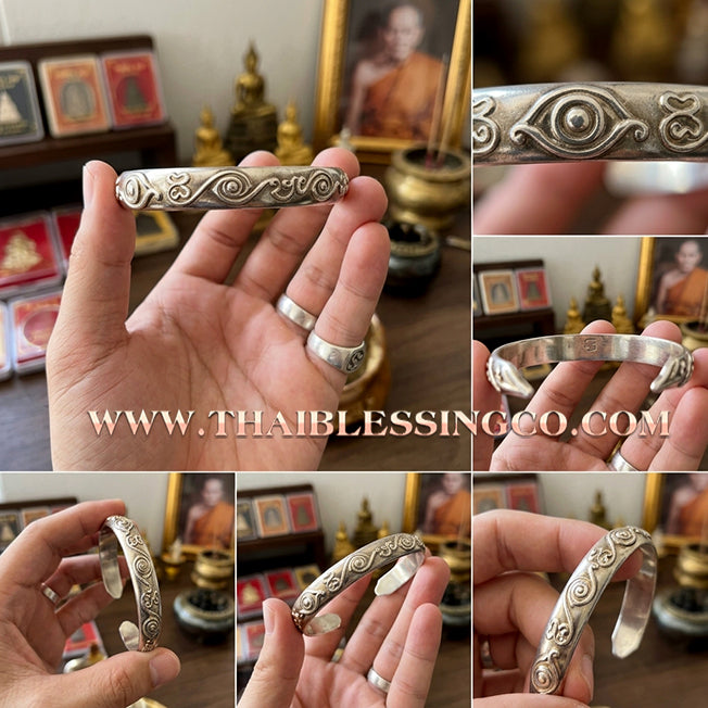 🪙Authentic Thai Sacred Bangle 2025: Sovereign "Si Hu Ha Ta - Bangkoet Sap" (Manifesting Wealth) – Pure Silver Wai Kru '68 Edition