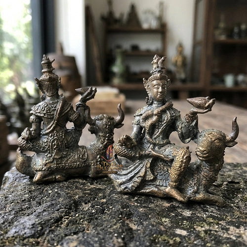 Authentic Thai Sacred Phra Shiva Mahathep Song Kho (Lord Shiva Riding Nandi Bull Statue) for Supreme Authority, Black Magic Shield, Destruction of Obstacles & Infinite Wealth