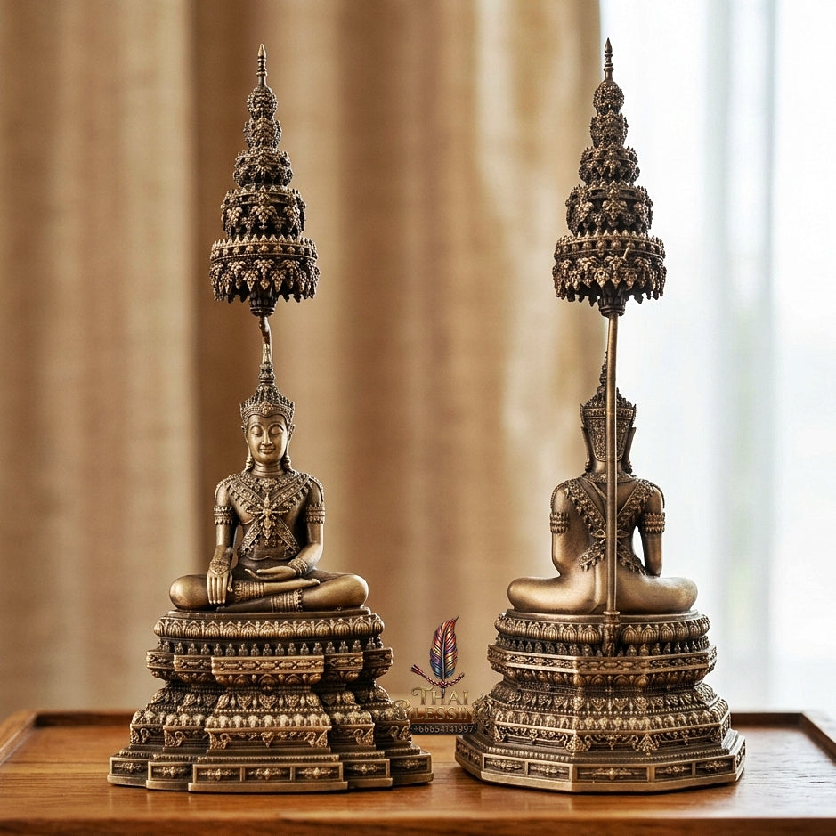 Ayutthaya Buddha Pendant Thai Amulet Protection talisman good luck charm spiritual jewelry Sovereign Royal Victory & Cosmic Life Elevation Royal Attire Ayutthaya Buddha Mongkhon Chiwit Pichit Mara