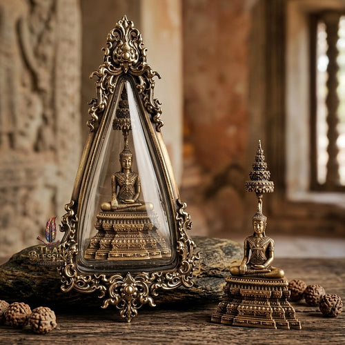 Ayutthaya Buddha Pendant Thai Amulet Protection talisman good luck charm spiritual jewelry Sovereign Royal Victory & Cosmic Life Elevation Royal Attire Ayutthaya Buddha Mongkhon Chiwit Pichit Mara