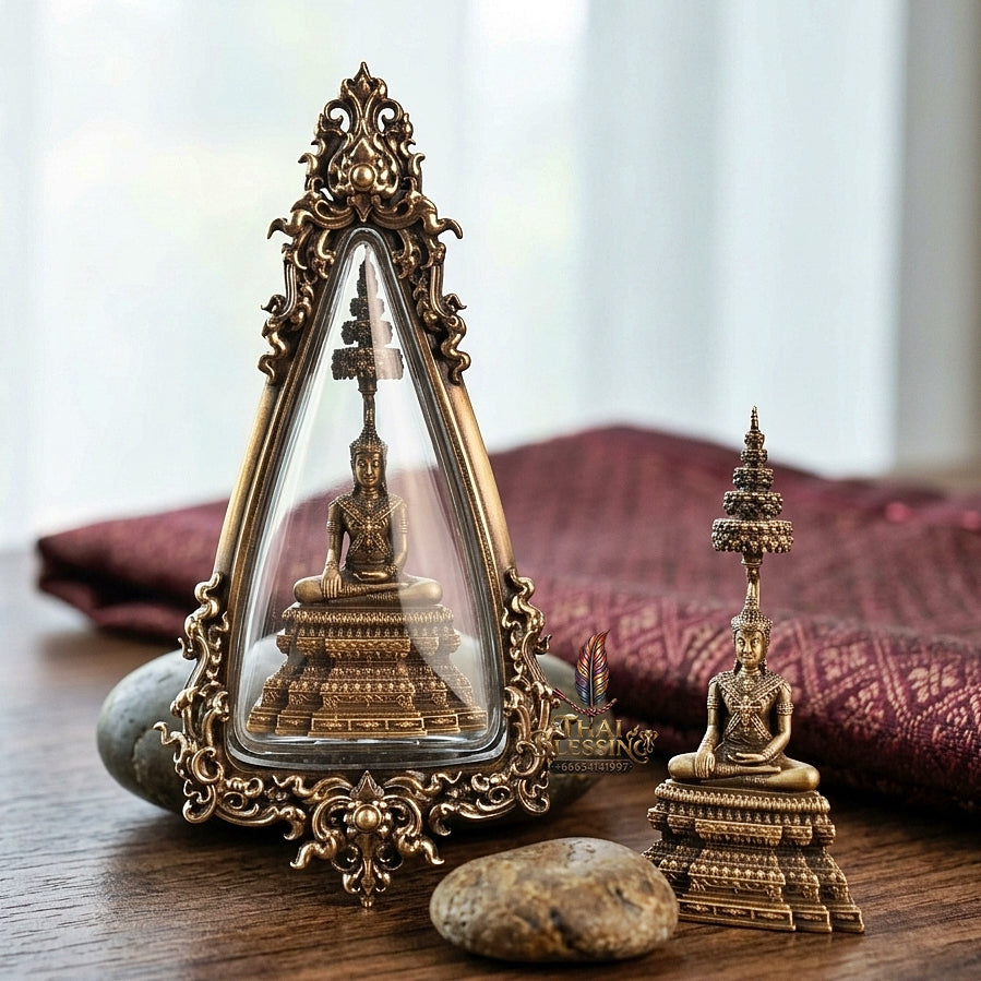 Ayutthaya Buddha Pendant Thai Amulet Protection talisman good luck charm spiritual jewelry Sovereign Royal Victory & Cosmic Life Elevation Royal Attire Ayutthaya Buddha Mongkhon Chiwit Pichit Mara