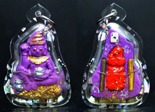 💜 Beyond Luck, Into Magnetism – Phor Ngang “Over Destiny” Purple Charm Powder Amulet in Enchanted Oil by Phra Ajarn Pom Waterproof Casing