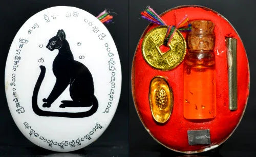 🐾 Stealthy Guardian of Fortune – Black Cat Locket by Chao Pan Ti for Ten-Direction Protection and Abundant Luck