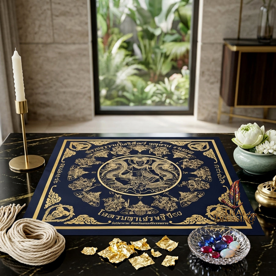 ✨🏛️ Jatukam Ramathep Sacred Yantra Cloth - 2007 Khot Maha Sethi Billionaire Edition, 8-Phase Consecrated Thai Talisman, Ultimate Protection Wealth Spiritual Wall Art