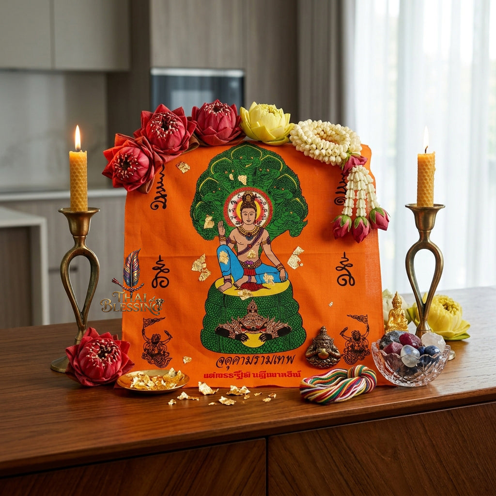 ✨👑 Jatukam Ramathep Sacred Yantra Cloth - 2007 Billionaire Miracle Edition Scroll, Sovereign Cosmic Guardian Shield, Omnidirectional Wealth Attraction Spiritual Wall Art