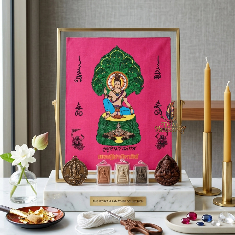 ✨👑 Jatukam Ramathep Sacred Yantra Cloth - 2007 Billionaire Miracle Edition Scroll, Sovereign Cosmic Guardian Shield, Omnidirectional Wealth Attraction Spiritual Wall Art