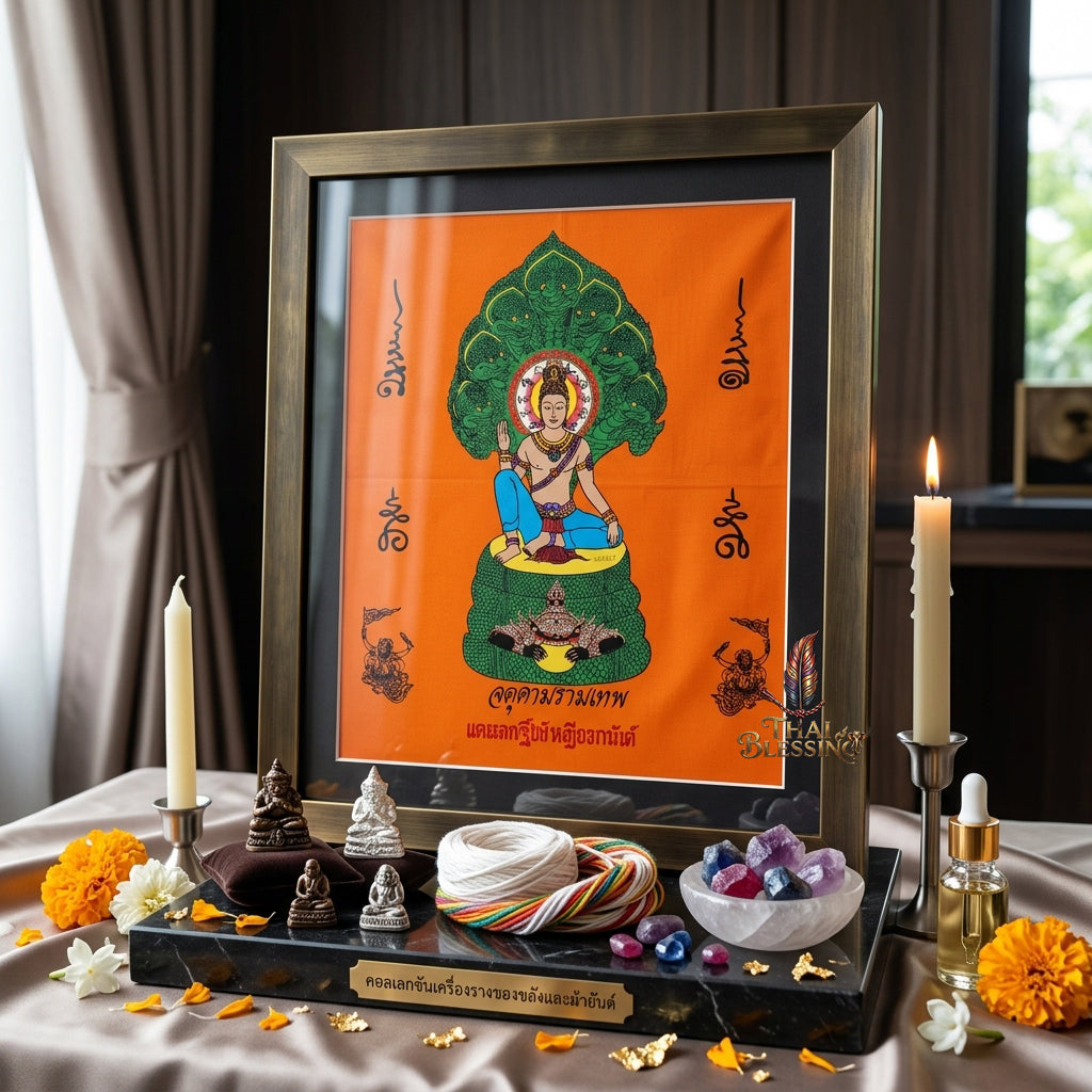 ✨👑 Jatukam Ramathep Sacred Yantra Cloth - 2007 Billionaire Miracle Edition Scroll, Sovereign Cosmic Guardian Shield, Omnidirectional Wealth Attraction Spiritual Wall Art