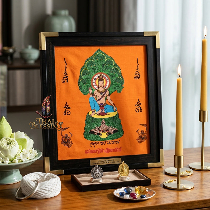 ✨👑 Jatukam Ramathep Sacred Yantra Cloth - 2007 Billionaire Miracle Edition Scroll, Sovereign Cosmic Guardian Shield, Omnidirectional Wealth Attraction Spiritual Wall Art