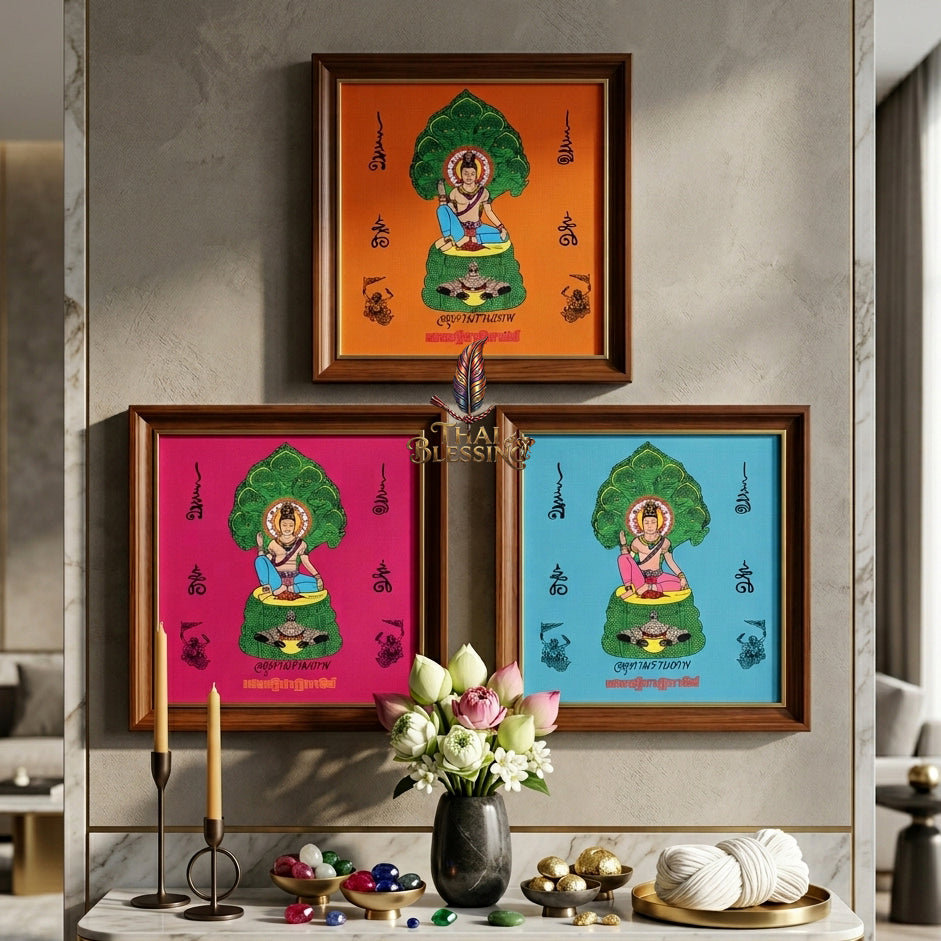 ✨👑 Jatukam Ramathep Sacred Yantra Cloth - 2007 Billionaire Miracle Edition Scroll, Sovereign Cosmic Guardian Shield, Omnidirectional Wealth Attraction Spiritual Wall Art