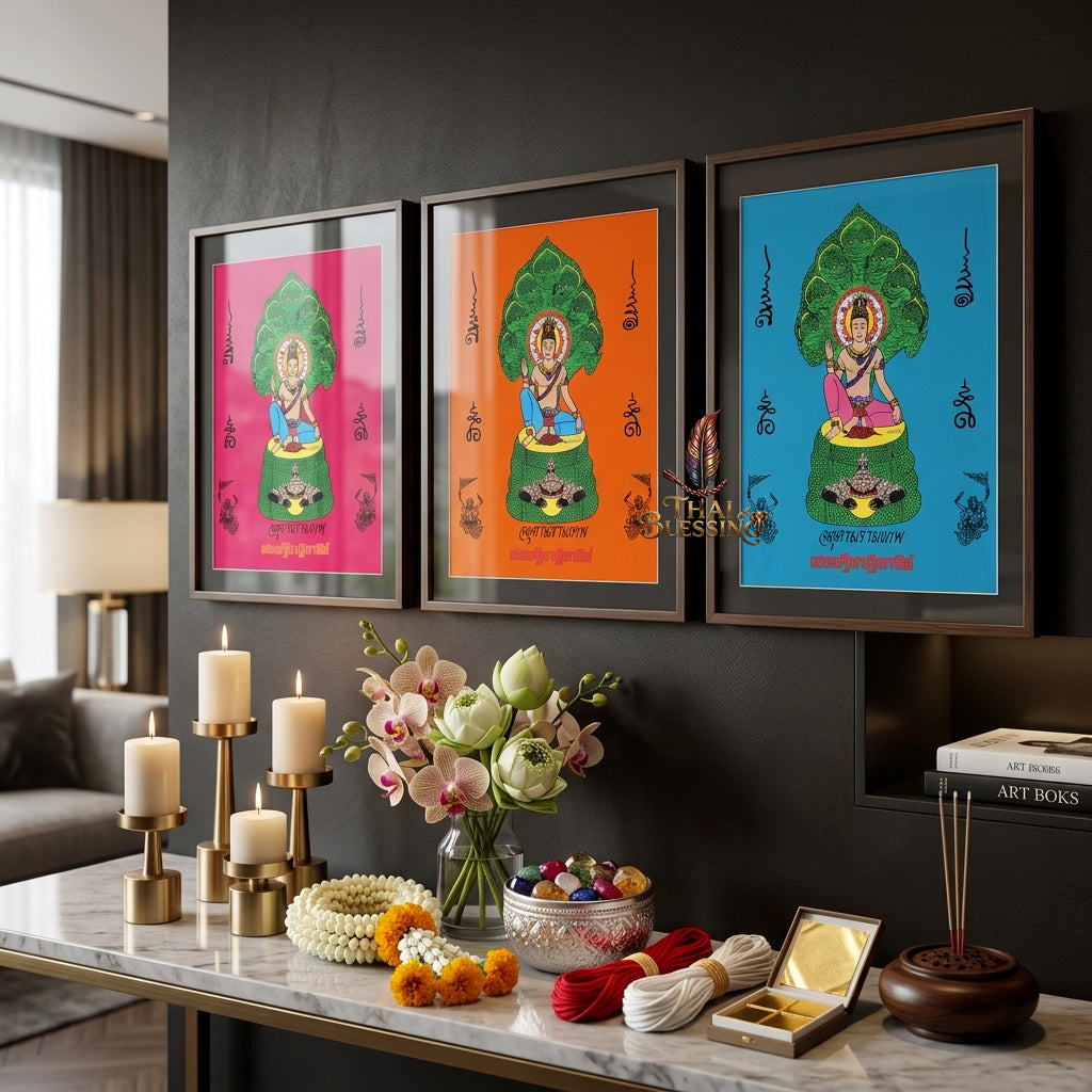 ✨👑 Jatukam Ramathep Sacred Yantra Cloth - 2007 Billionaire Miracle Edition Scroll, Sovereign Cosmic Guardian Shield, Omnidirectional Wealth Attraction Spiritual Wall Art