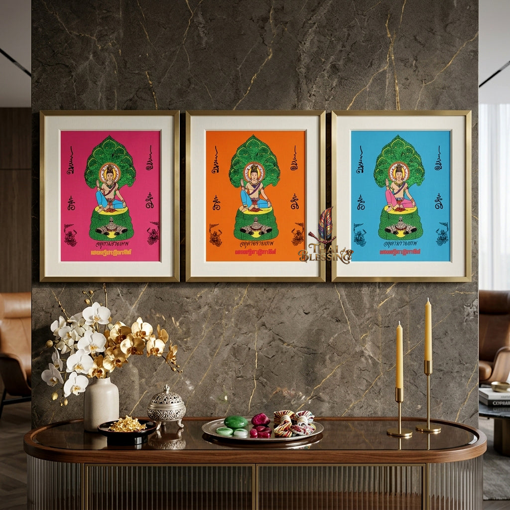 ✨👑 Jatukam Ramathep Sacred Yantra Cloth - 2007 Billionaire Miracle Edition Scroll, Sovereign Cosmic Guardian Shield, Omnidirectional Wealth Attraction Spiritual Wall Art