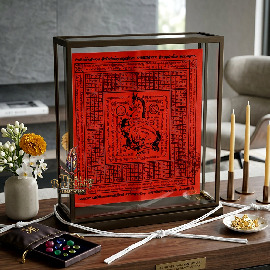 ✨💖 Sacred Lanna Mystic Pegasus Attraction Yantra Cloth - Achan Tong Samnak Phutthakhun Yan Lanna 2017 Masterpiece Scroll, Ultimate Romantic Harmony Resonance, Premium Intimacy & Multi-Channel Commerce Spiritual Art