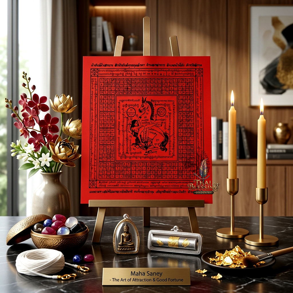 ✨💖 Sacred Lanna Mystic Pegasus Attraction Yantra Cloth - Achan Tong Samnak Phutthakhun Yan Lanna 2017 Masterpiece Scroll, Ultimate Romantic Harmony Resonance, Premium Intimacy & Multi-Channel Commerce Spiritual Art