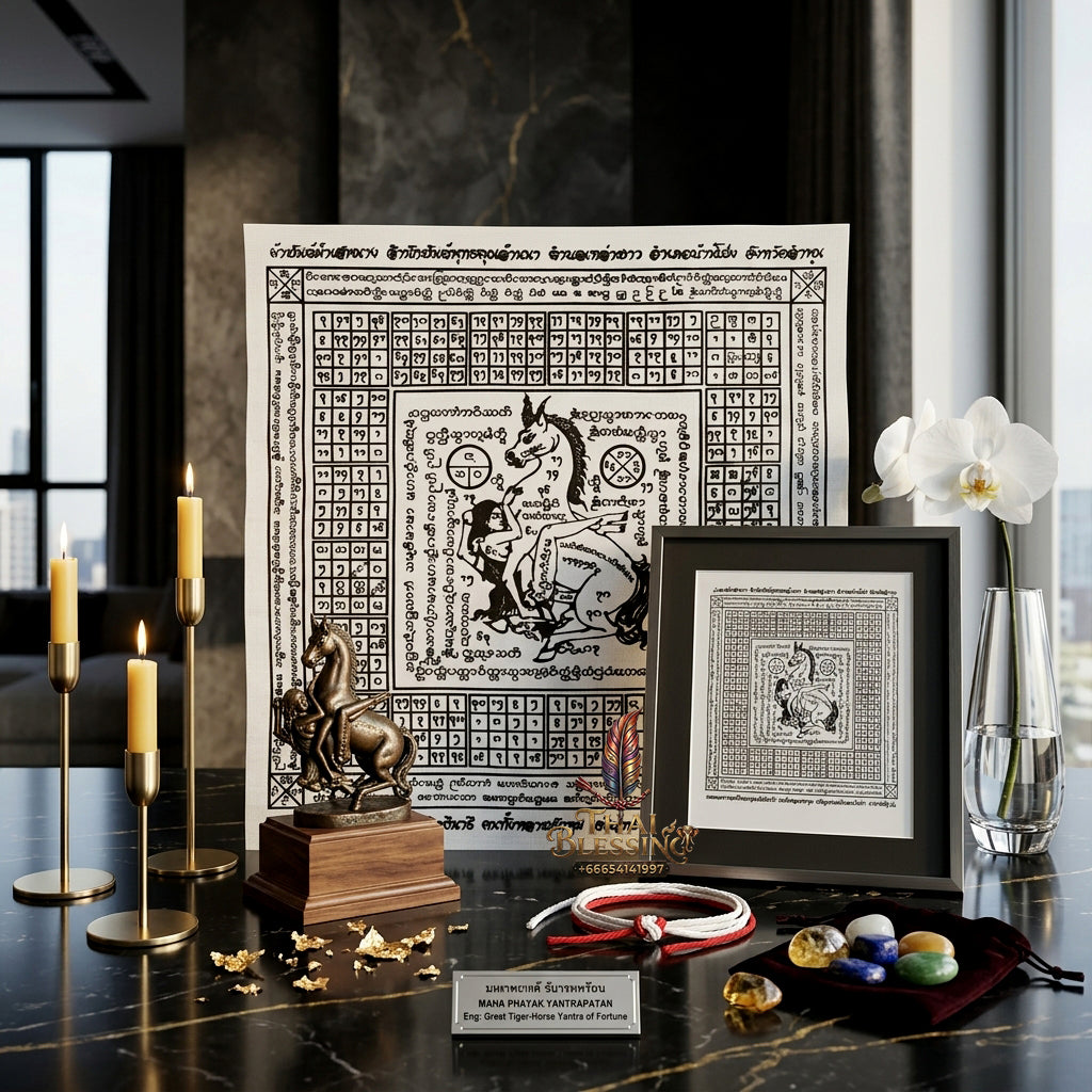 ✨💖 Sacred Lanna Mystic Pegasus Attraction Yantra Cloth - Achan Tong Samnak Phutthakhun Yan Lanna 2017 Masterpiece Scroll, Ultimate Romantic Harmony Resonance, Premium Intimacy & Multi-Channel Commerce Spiritual Art
