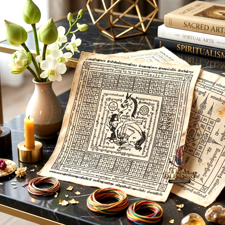 ✨💖 Sacred Lanna Mystic Pegasus Attraction Yantra Cloth - Achan Tong Samnak Phutthakhun Yan Lanna 2017 Masterpiece Scroll, Ultimate Romantic Harmony Resonance, Premium Intimacy & Multi-Channel Commerce Spiritual Art