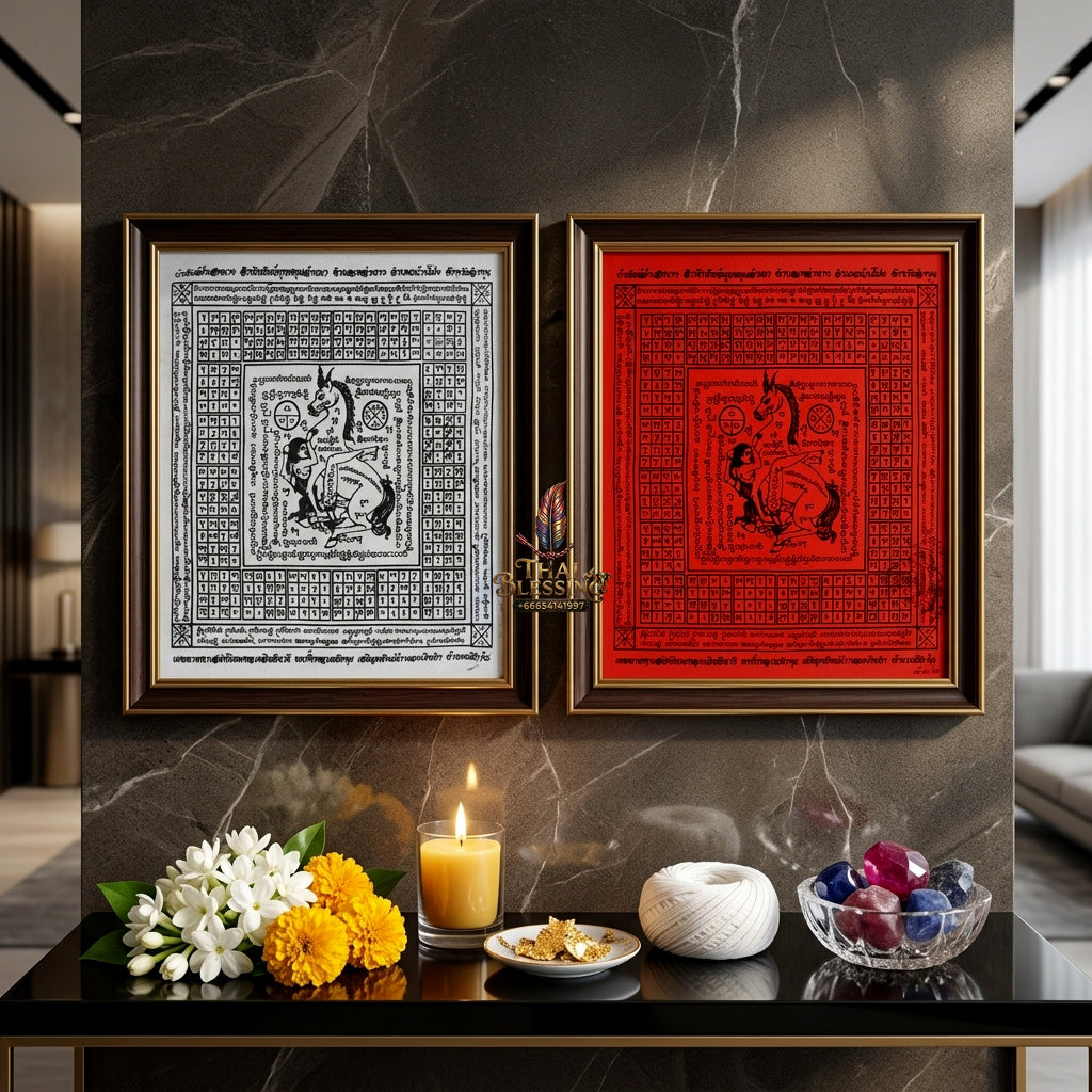 ✨💖 Sacred Lanna Mystic Pegasus Attraction Yantra Cloth - Achan Tong Samnak Phutthakhun Yan Lanna 2017 Masterpiece Scroll, Ultimate Romantic Harmony Resonance, Premium Intimacy & Multi-Channel Commerce Spiritual Art